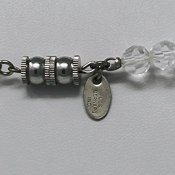 Les Bernard Inc Clear Faceted Crystal Glass Beaded Necklace - Picture 4 of 7